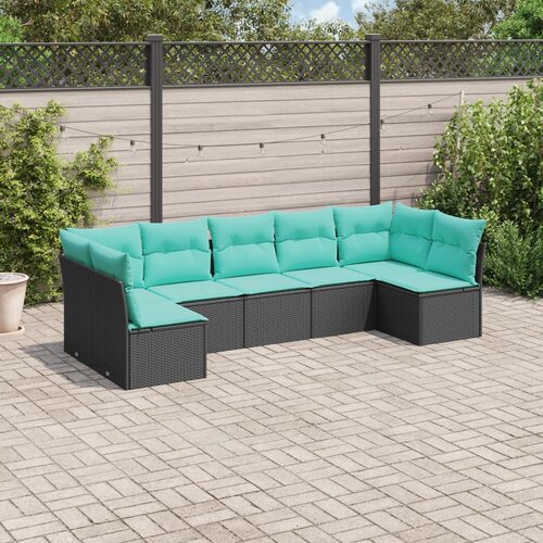 vidaXL 7-dijelni set vrtnih sofa od poliratana s jastucima crni Cijene