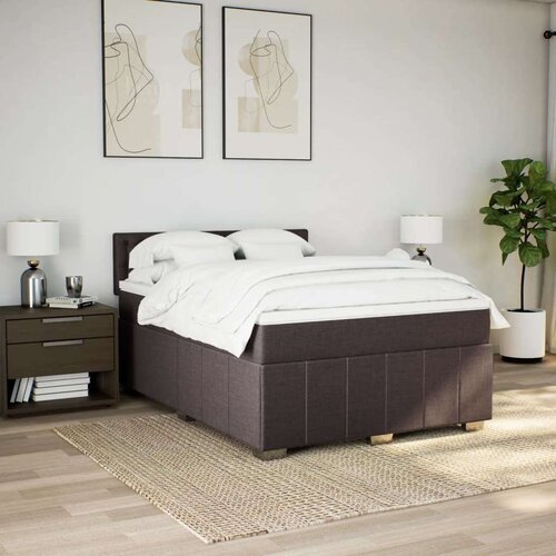 VidaXL Krevet s oprugama i madracem tamnosmeđi 160x200 cm tkanina Slike
