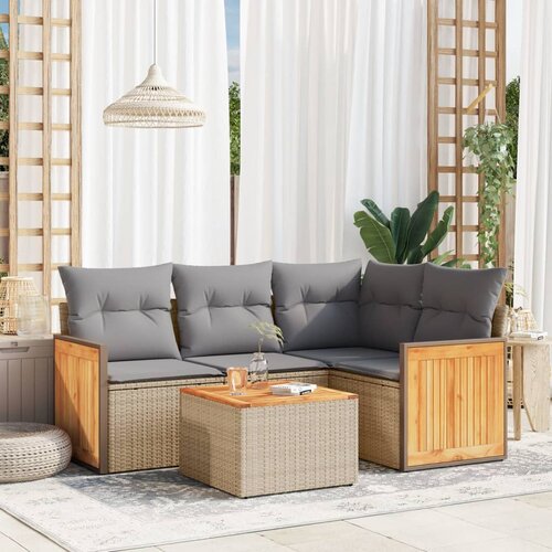  5-dijelni vrtni set sofa s jastucima bež od poliratana Cijene