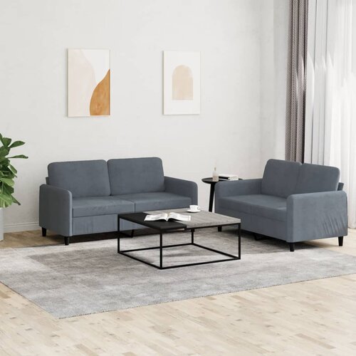  2-dijelni set sofa tamnosivi baršunasti Cene