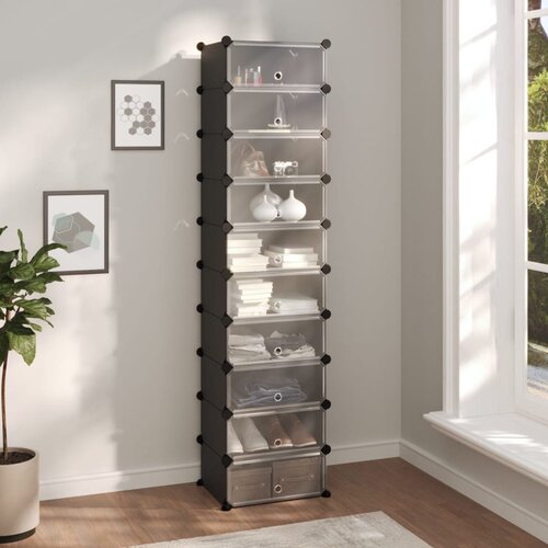 VidaXL Stalak za cipele crni 44 x 32 x 174 cm PP Slike