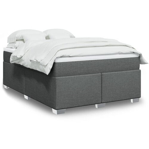 VidaXL Box spring postelja z vzmetnico temno siva 160x200 cm blago Slike