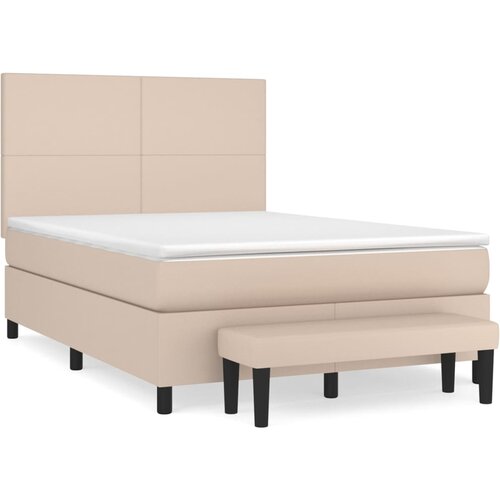 VidaXL Krevet s oprugama i madrac cappuccino 140x200cm od umjetne kože Slike