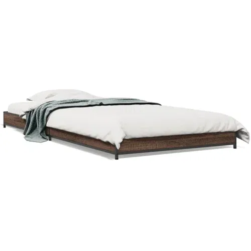 vidaXL Okvir za krevet smeđi hrast 90x200 cm konstruirano drvo i metal