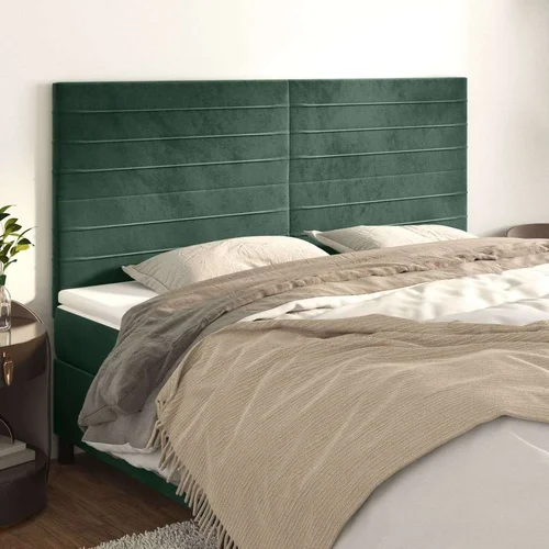 Uzglavlje 4 kom tamnozeleni 90x5x78/88 cm baršunasta Uzglavlje 4 kom tamnozeleni 90x5x78/88 cm baršunasta