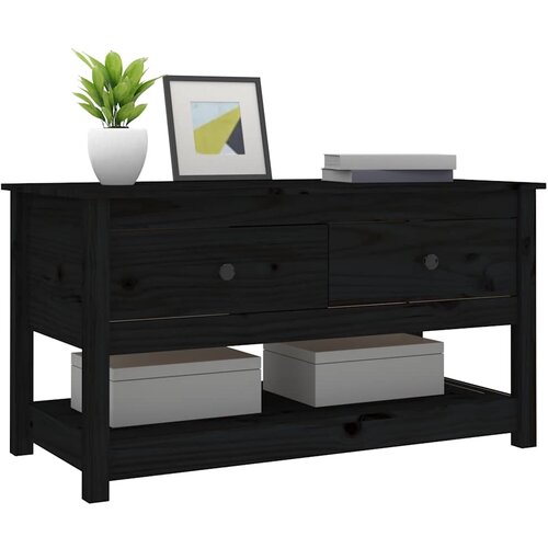  Stolić za kavu crni 102x49x55 cm od masivne borovine Slike