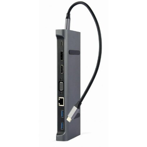 Gembird USB Type-C 9-in-1 multi-port adapter (Hub3.0 + HDMI + DisplayPort + VGA + PD + LAN + stereo audio) Cene