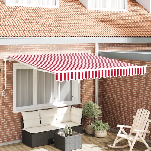 VidaXL ročna retraktibilna tenda rdeča in bela črta 350x250 cm Slike