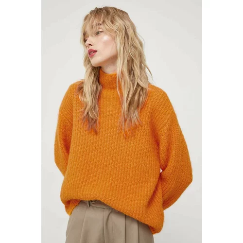 Bruuns Bazaar Volnen pulover ženski, oranžna barva