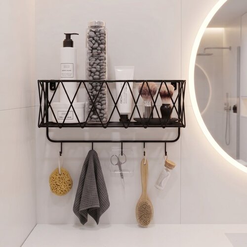 Hanah home zidna polica Soli, 67 cm, crna Slike