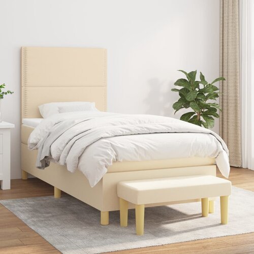 The Living Store Box spring postelja z vzmetnico krem 80x200 cm blago - Box Spring Postelja, (21512703) Cene