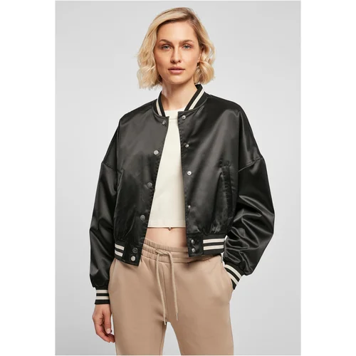 Urban Classics Women's short oversized satin College jacket black