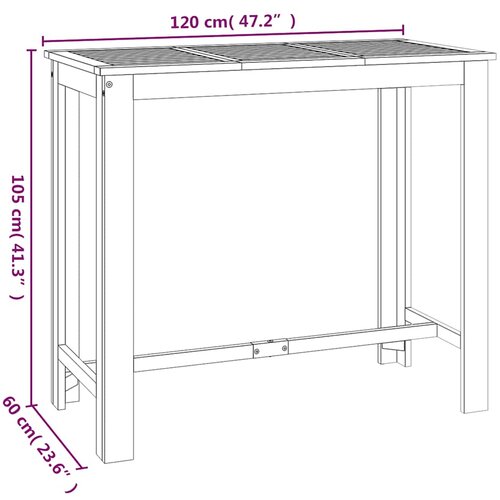 vidaXL Vrtni barski stol 120 x 60 x 105 cm od masivnog bagremovog drva Cijene