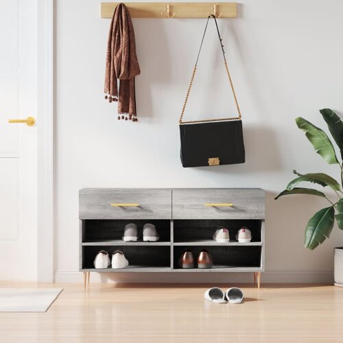  Klupa za cipele siva boja hrasta 102x35x55 cm konstruirano drvo Cijene