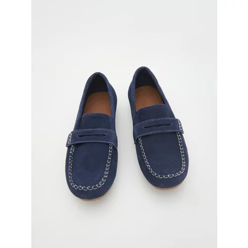 Reserved - Klasični usnjeni čevlji derby - Mornarsko modra