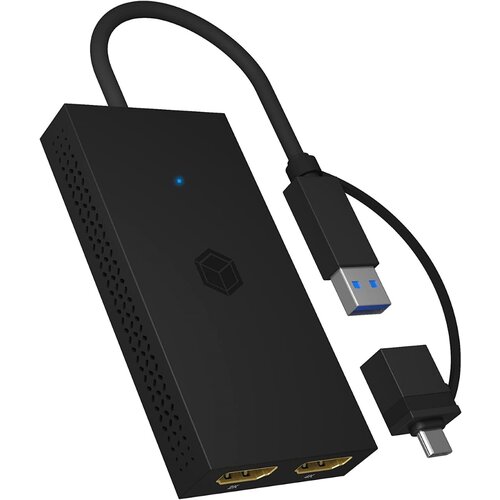 Icybox IB-SPL1029AC USB-C/A na dvojni HDMI razdelilnik (2k@60Hz/4k@30Hz) Slike