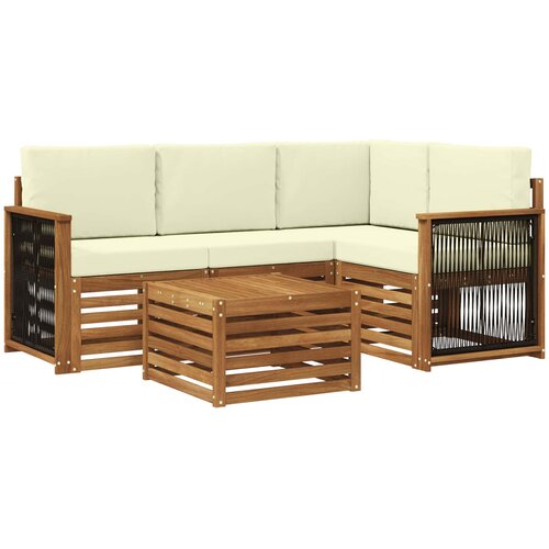  Set vanjskih sofa 5 pcs Prirodna i krem 59 x 59 x 37 cm Slike