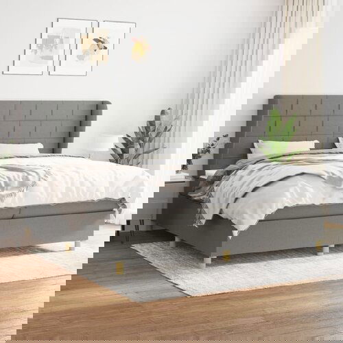 vidaXL Krevet s oprugama i madracem tamnosivi 200 x 200 cm od tkanine Cijene