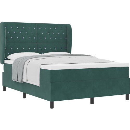 vidaXL Box spring krevet Tamnozelena 200 x 140 cm Poliester - Tamnozelena 140 x 200 cm Kristal s dugmadima Cene