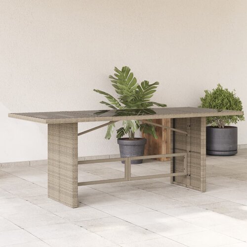 VidaXL Vrtni stol sa staklenom pločom sivi 190x80x74 cm od poliratana Slike