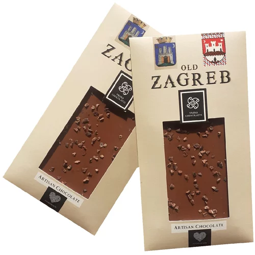 Vrsna Chocolates Old Zagreb, mliječna s kakaovim sjemenkama, 75g