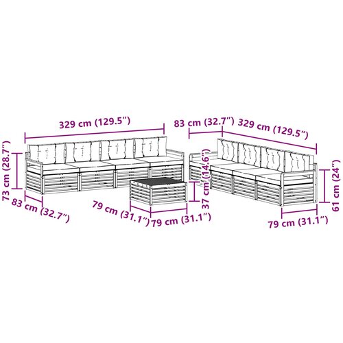  Set vanjskih sofa 9 kom. Prirodna i krem 79 x 79 x 37 cm Slike