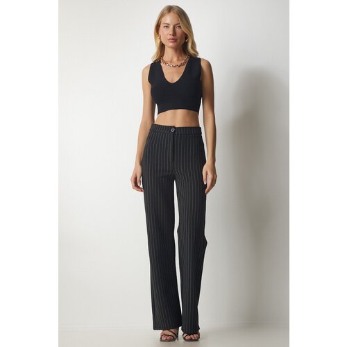  Women&amp;#039;s Black Slim Stripe Casual Knitted Pants Slike
