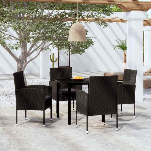  5-dijelni vrtni blagovaonski set crni Crna Dužina stola 80 cm Cene
