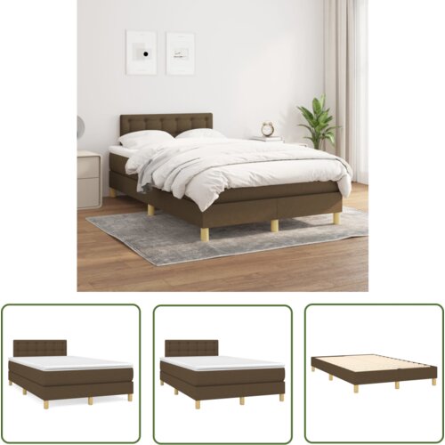 The Living Store Box spring postelja z vzmetnico temno rjav 120x200 cm blago - Box Spring Postelja, (21737533) Cene