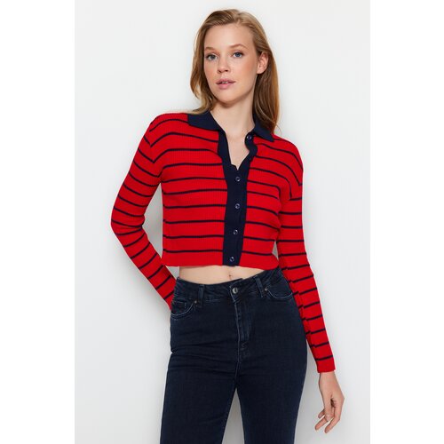 Trendyol Navy Blue Striped Knitwear Cardigan Slike