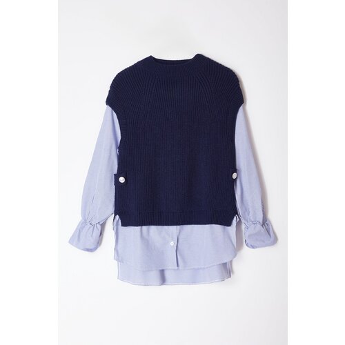 Trendyol Navy Blue Garni Detailed Knitwear Sweater Slike