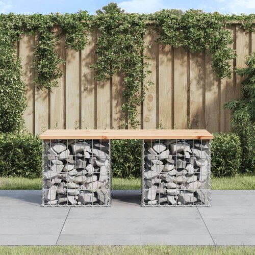 VidaXL Vrtna klop gabion 103x44x42 cm trdna borovina Slike