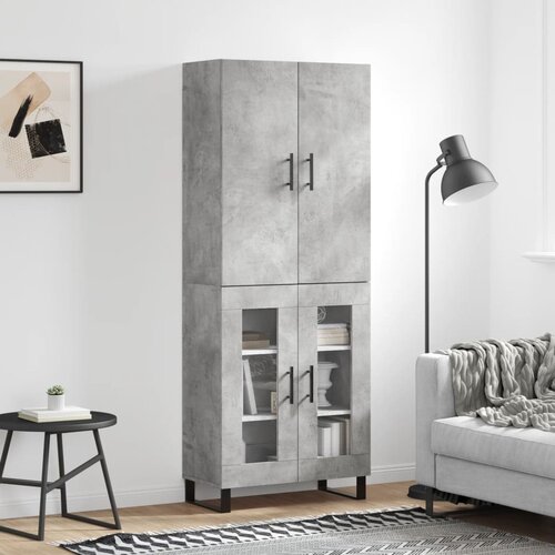 VidaXL Visoka komoda betonsko siva 69,5x34x180 cm inženirski les Slike
