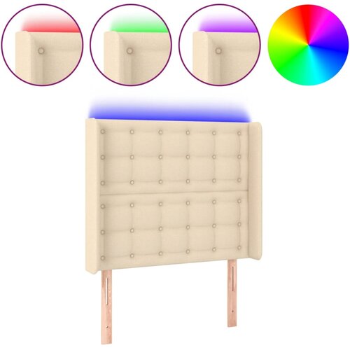 Maison Chic led posteljno vzglavje - vzglavna omarica - nočna omarica krem 103x16x118/128 cm blago, (21707003) Slike