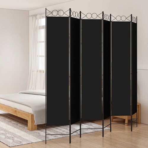 Sobna pregrada s 6 panela crna 240x220 cm od tkanine Cene