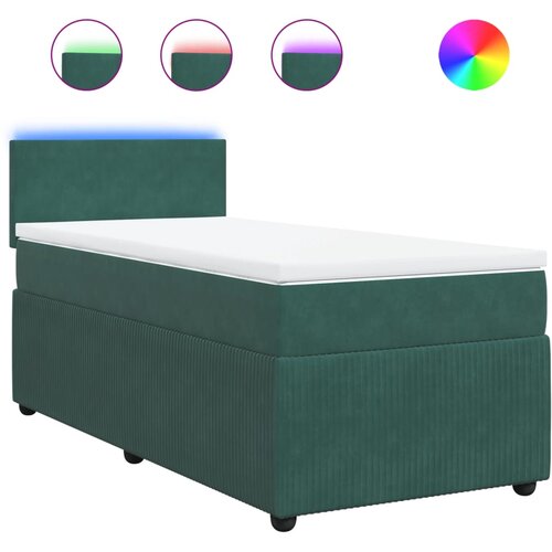 vidaXL Box spring postelja z vzmetnico temno zelena 100x200 cm žamet, (21305031) Cene