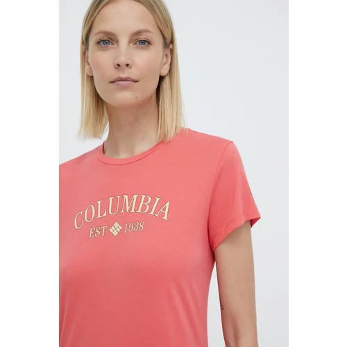 Columbia Kratka majica ženski, rdeča barva
