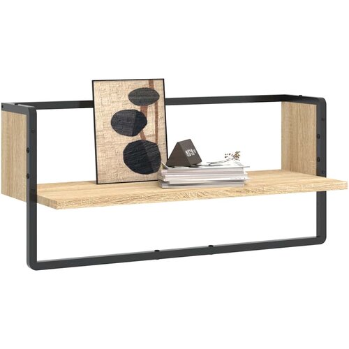  Zidna polica s prečkom boja hrasta sonome 65x25x30 cm Slike