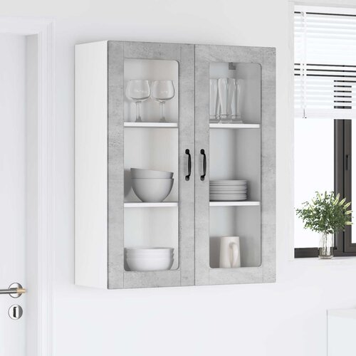  Zidni stakleni ormarić Lucca Betonska siva 80 x 31 x 100 cm Slike
