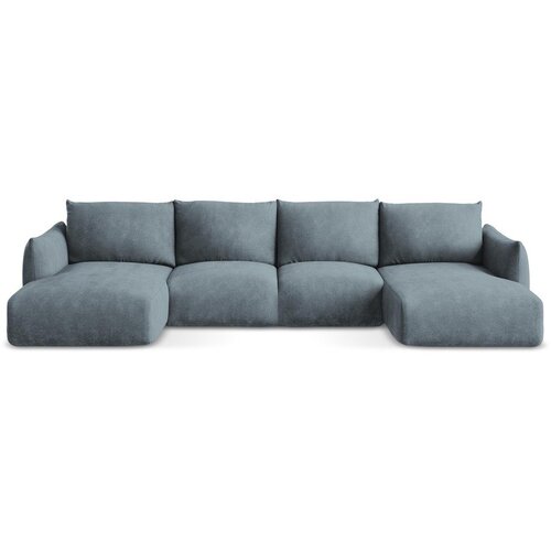 Makamii Plava sklopiva kutna garnitura od &amp;scaron;enila (u obliku slova &amp;quot;U&amp;quot;) Leila &amp;ndash; Slike