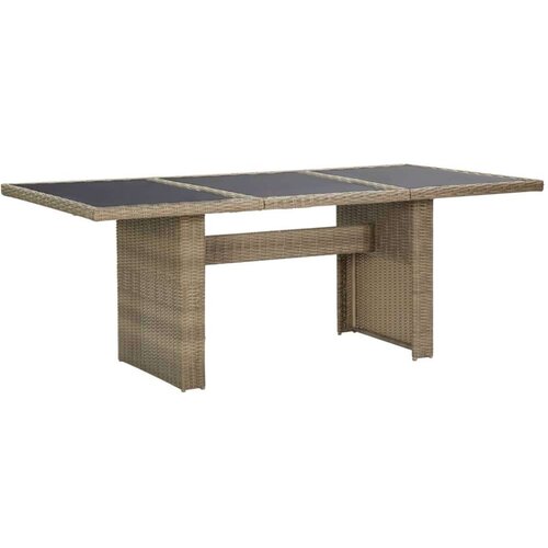  Vrtni blagovaonski stol smeđi 200x100x74 cm staklo i poliratan Cijene