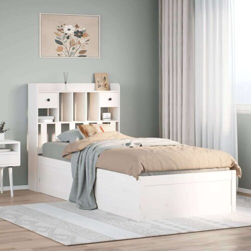 vidaXL Posteljni okvir brez vzmetnice bel 90x190 cm trdna borovina Cene