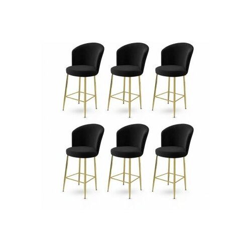 HANAH HOME set 6 barskih stolica fora black gold Slike
