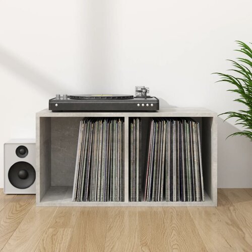 VidaXL Kutija za pohranu vinilnih ploča boja betona 71x34x36 cm drvena Slike
