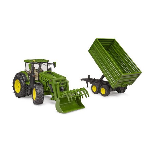 Bruder traktor John Deere 7R 350 s prednjim utovarivačem i prikolicom za prijevoz Slike