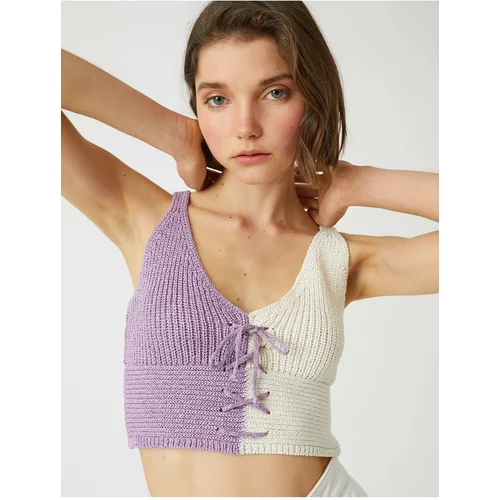 Koton Crop Knitting Singlets with Tie Detail Cotton