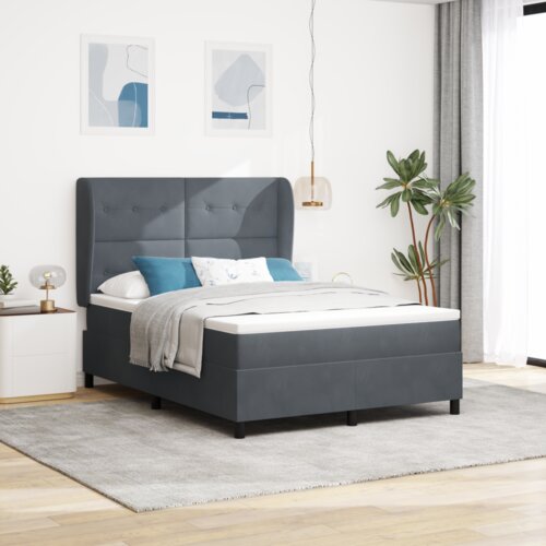 Box Spring Krevet s Madracem Tamnosiva 140x190 cm Bar&scaron;un Cijene