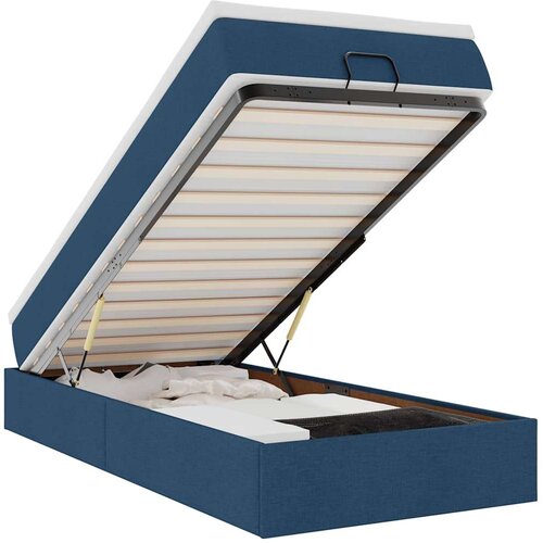 VidaXL otomanski okvir kreveta s madraca plavi 90x200cm od tkanine Slike