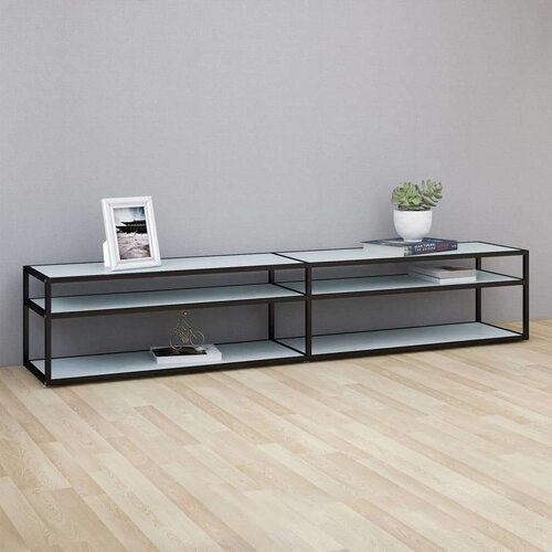 TV omarica beli marmor 220x40x40,5 cm kaljeno steklo, (20912634) Cene