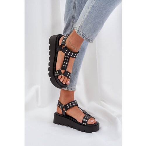 PS1 Embellished platform sandals black Tatellia Cene